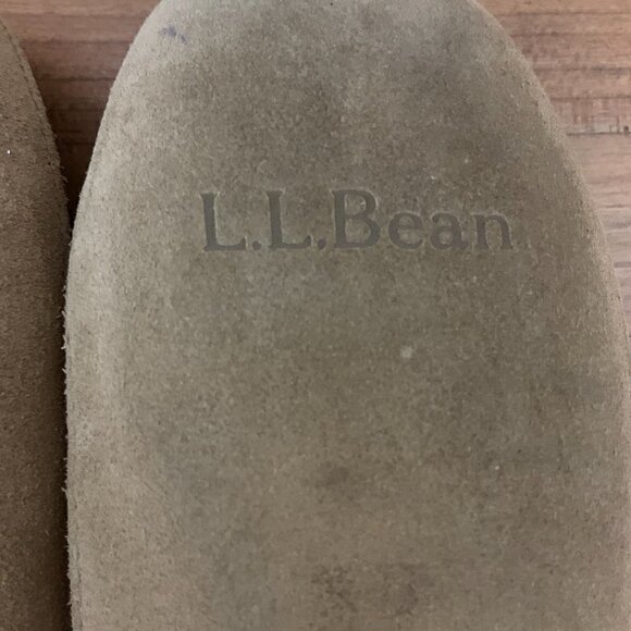 LL Bean Kids Classic Moccasins Size 4 Brown Suede Slippers - Picture 3 of 7